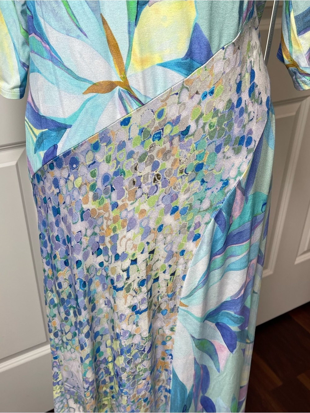 NWT Soft Surroundings Stella Dress Maxi Scoop Neck Half Sleeve Blue Aqua Green M - Picture 5 of 16